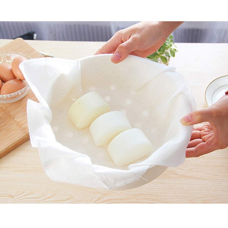 EORTA 5 Pieces Cotton Steamer Liners 32 CM Breathable Steamer Mesh Mat Square Non Stick Pad Air Fryer Liner Steaming Dumplings/Bread/Buns/Rice Supply, Food Filter Cloth, 12.5 Inch, White - Image 4